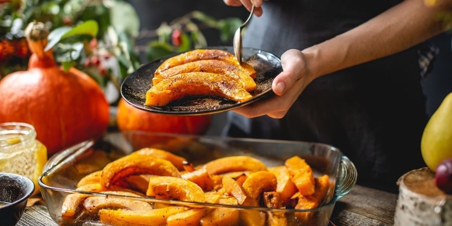 autumn recipes - baked pumpkin with honey and Feta cheese